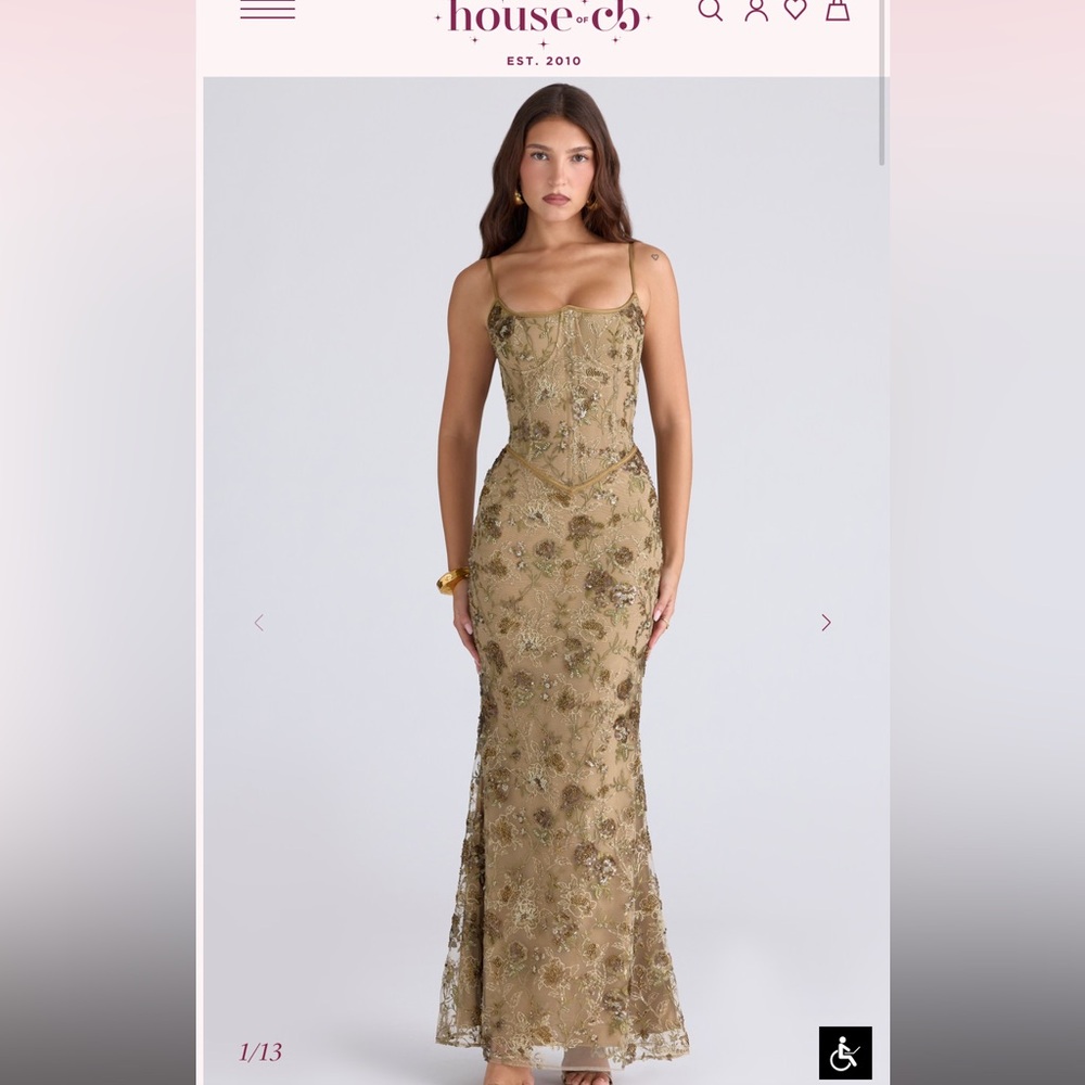 House of CB Gold Beaded Naimi Gown